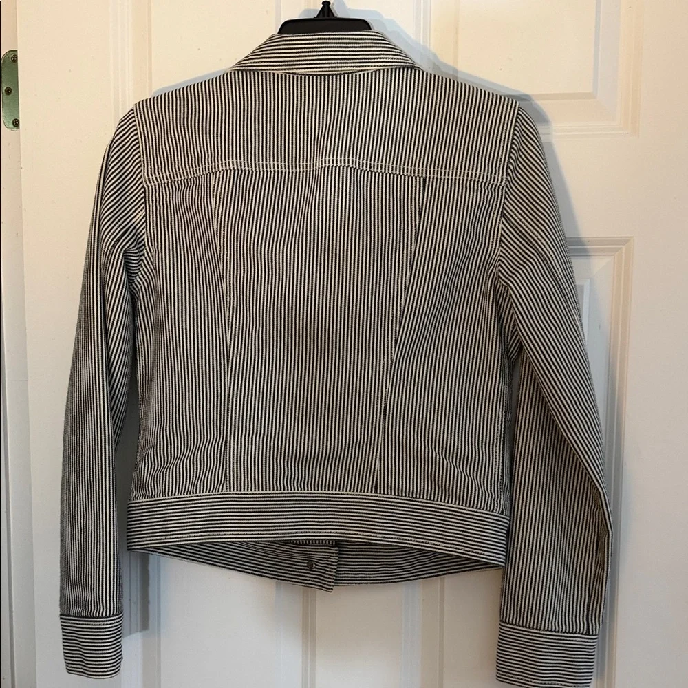 Ralph Lauren Black and White Striped Cotton Jean Jacket - Picture 3 of 7